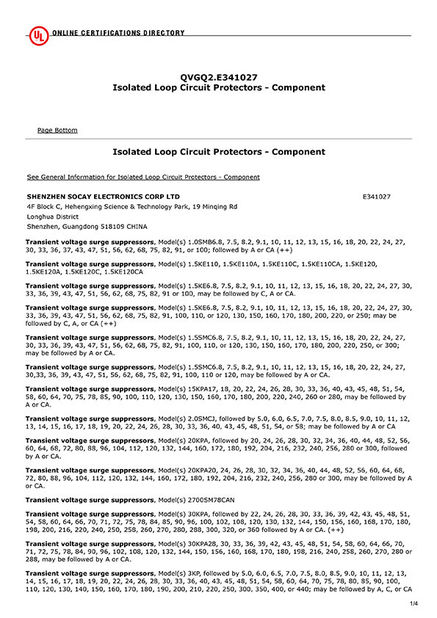 China Shenzhen Socay Electronics Co., Ltd. certificaten