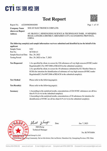 China Shenzhen Socay Electronics Co., Ltd. certificaten