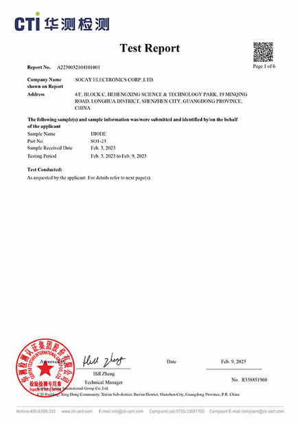 China Shenzhen Socay Electronics Co., Ltd. certificaten